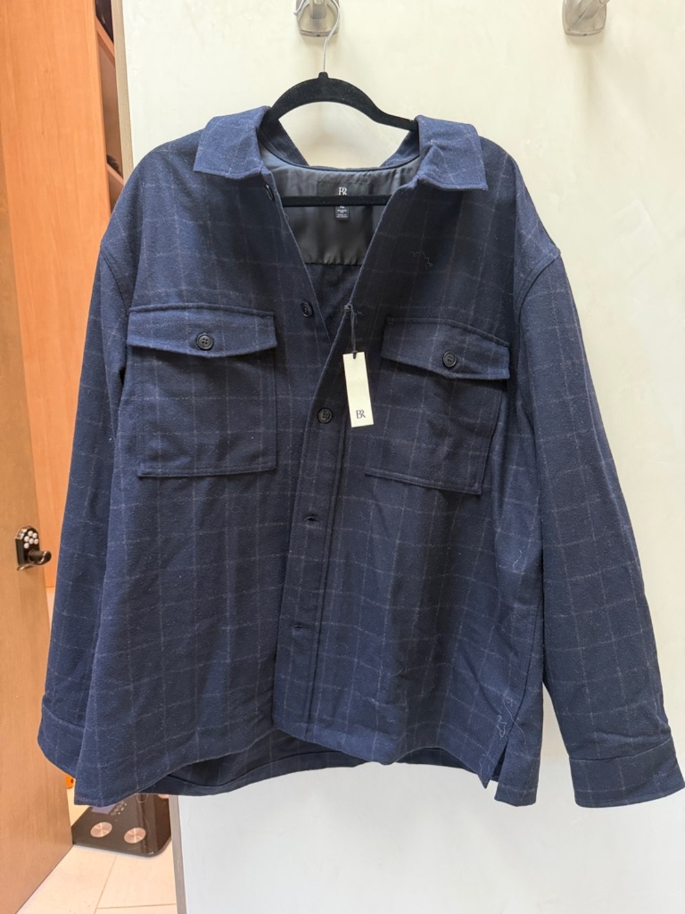 Banana Republic Navy Windowpane Shirt Jacket